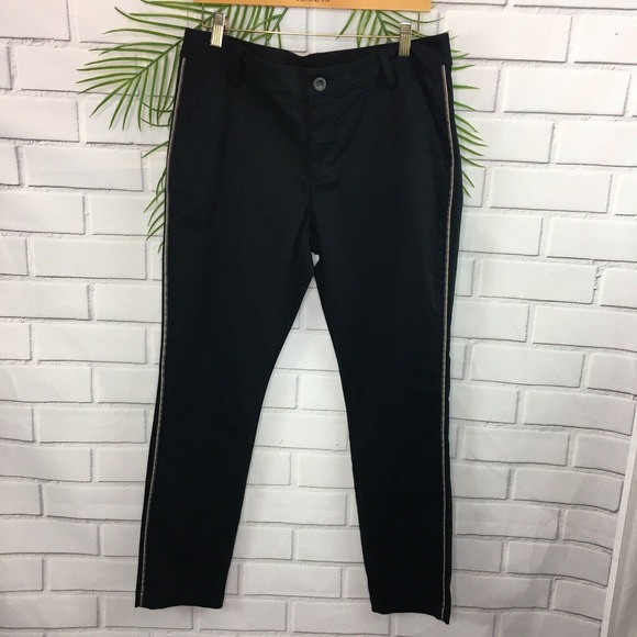 Cabi The Peyton Trouser Size 8 Women's Black Pants Side Stripe 5313 Slim Fit - Picture 3 of 7